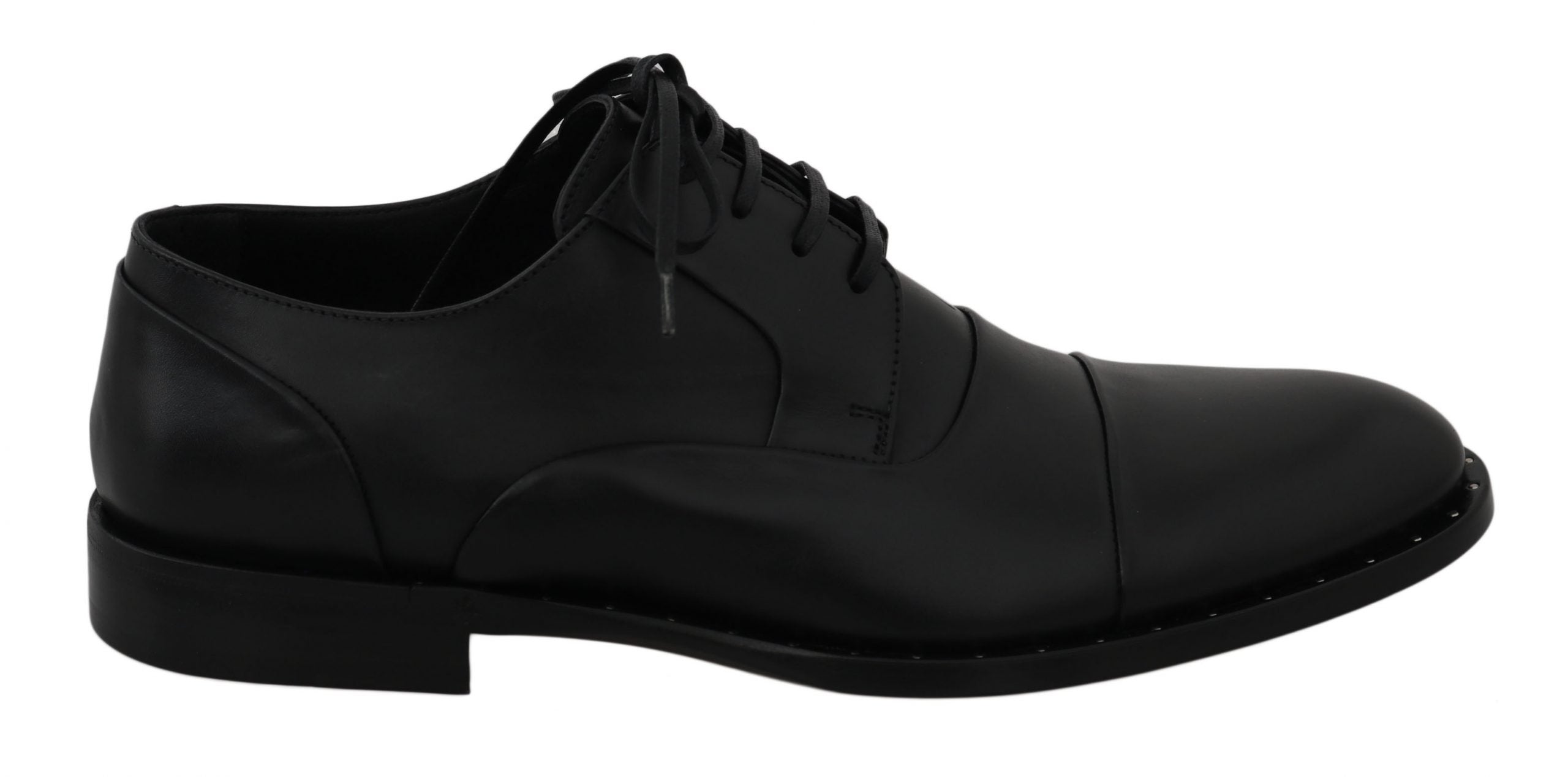 Chaussures derby en cuir noir de luxe de Dolce & Gabbana, élégantes et formelles pour homme.