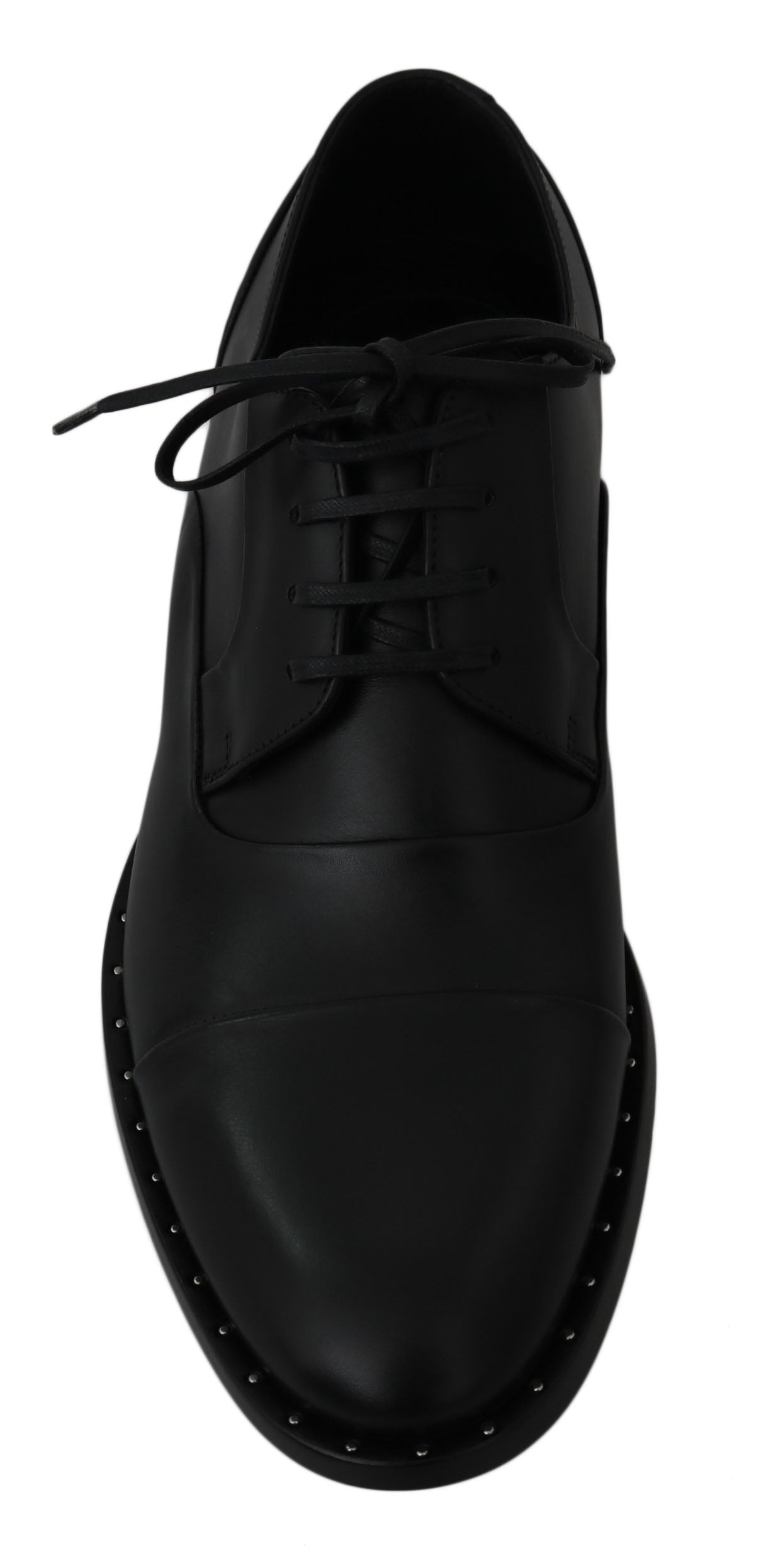 Chaussures derby noires en cuir de luxe de Dolce & Gabbana, élégantes et formelles pour homme.