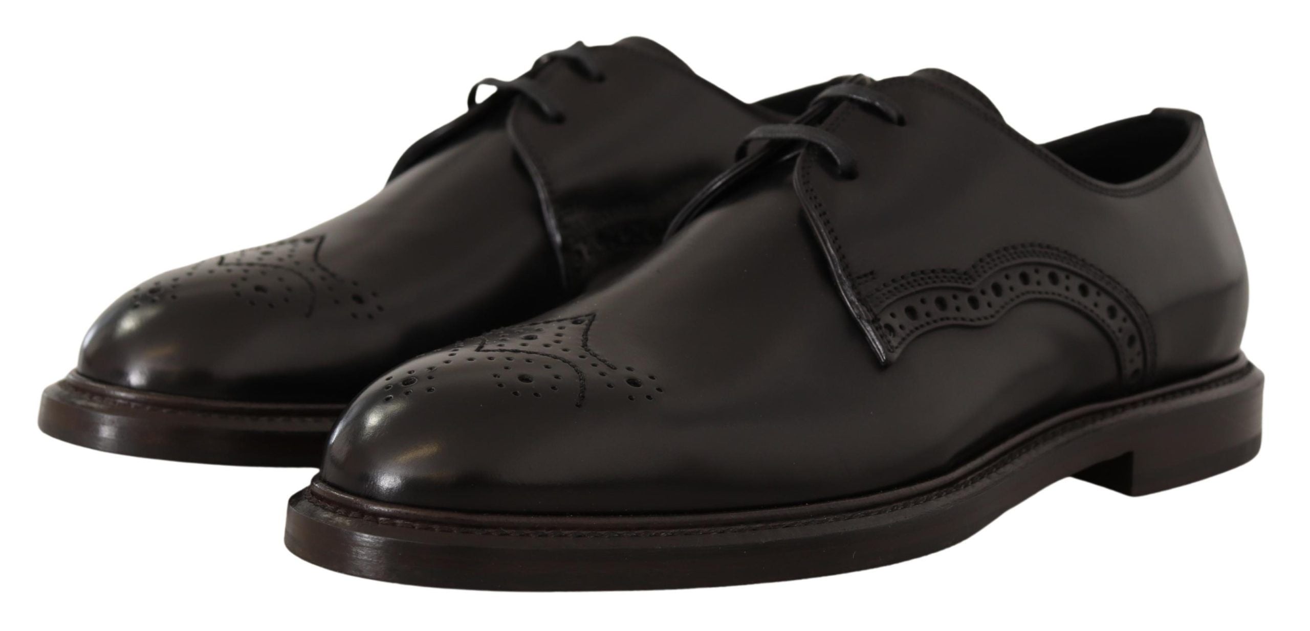 Chaussures derby formelles en cuir noir de Dolce & Gabbana, élégantes et sophistiquées pour homme.
