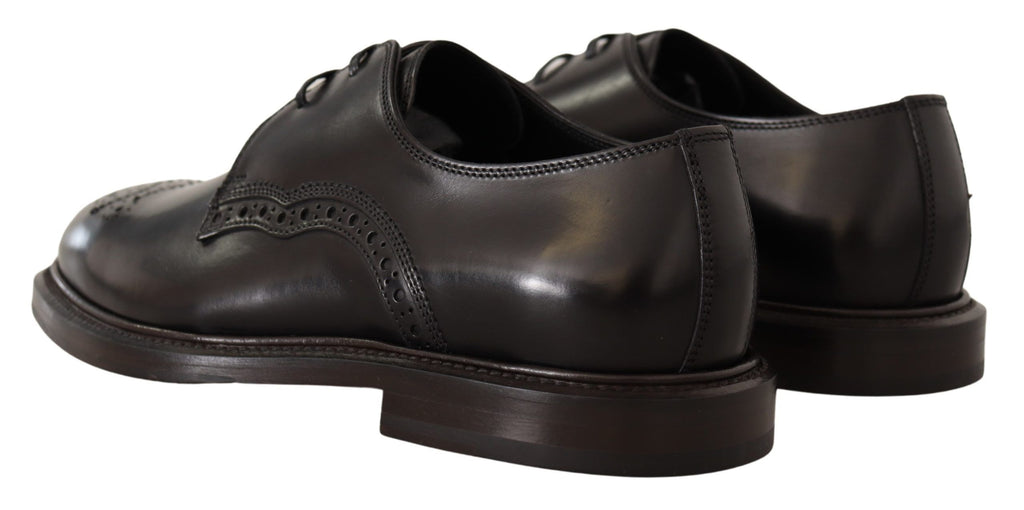 Chaussures derby formelles en cuir noir Dolce & Gabbana, style élégant pour occasion spéciale.