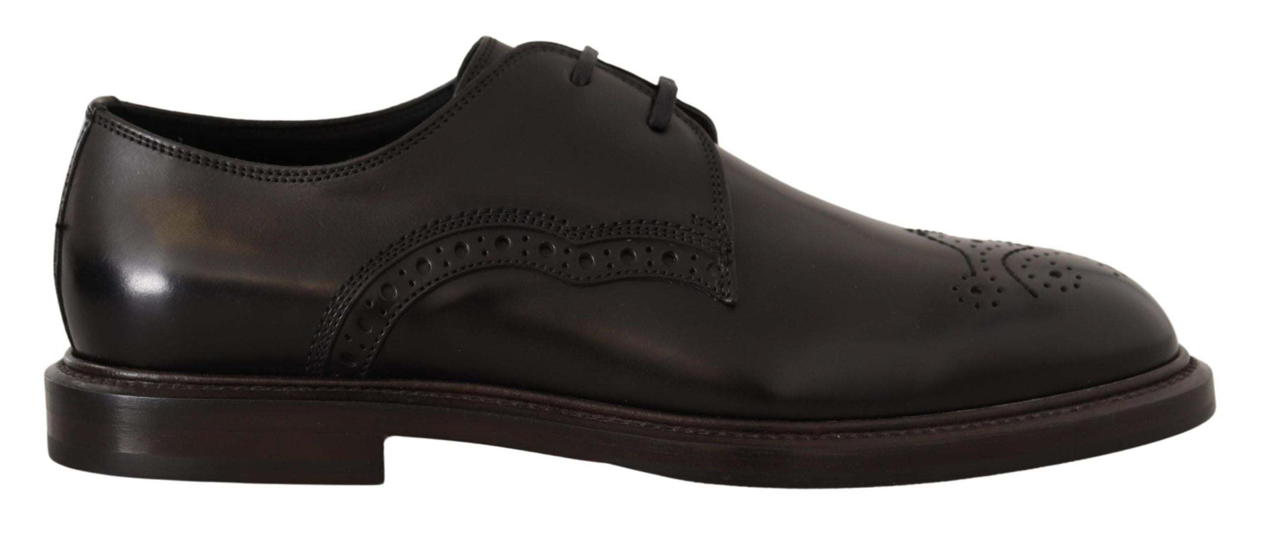 Chaussures Derby noires en cuir de luxe de Dolce & Gabbana, élégantes pour occasion formelle.