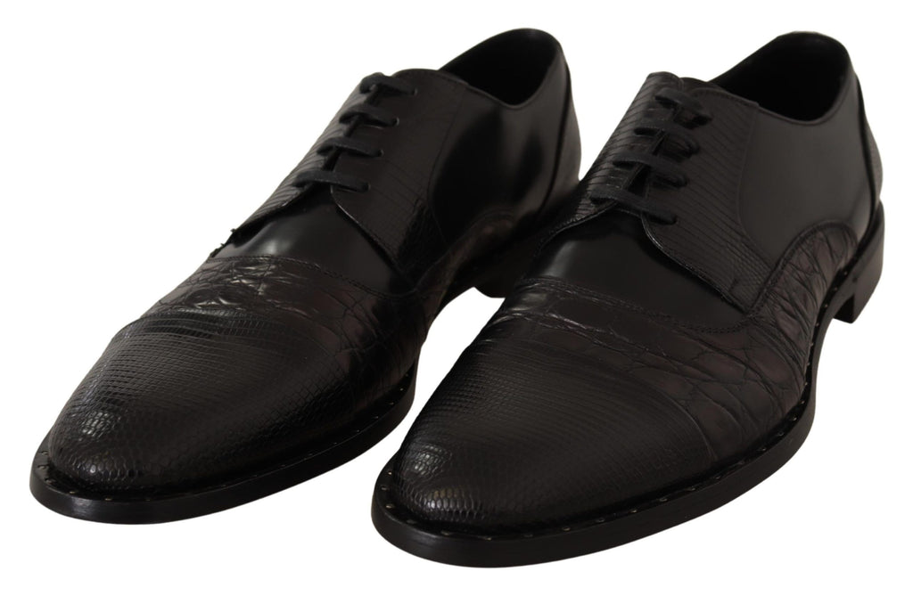 Chaussures formelles en cuir exotique noir de Dolce & Gabbana, élégantes et sophistiquées pour occasions spéciales.