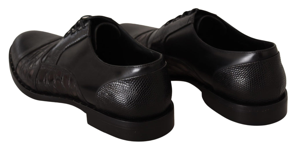 Chaussures formelles en cuir exotique noir de Dolce & Gabbana, élégantes et sophistiquées pour occasions spéciales.