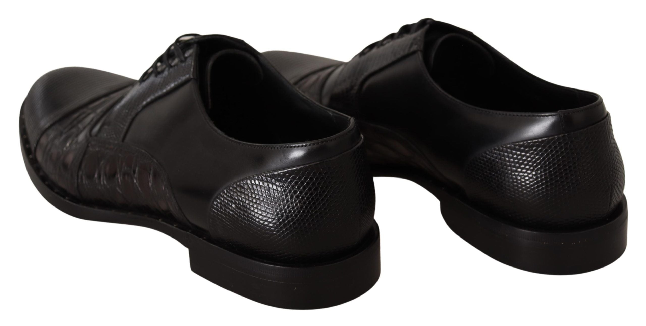 Chaussures formelles en cuir exotique noir de Dolce & Gabbana, élégantes et sophistiquées pour occasions spéciales.