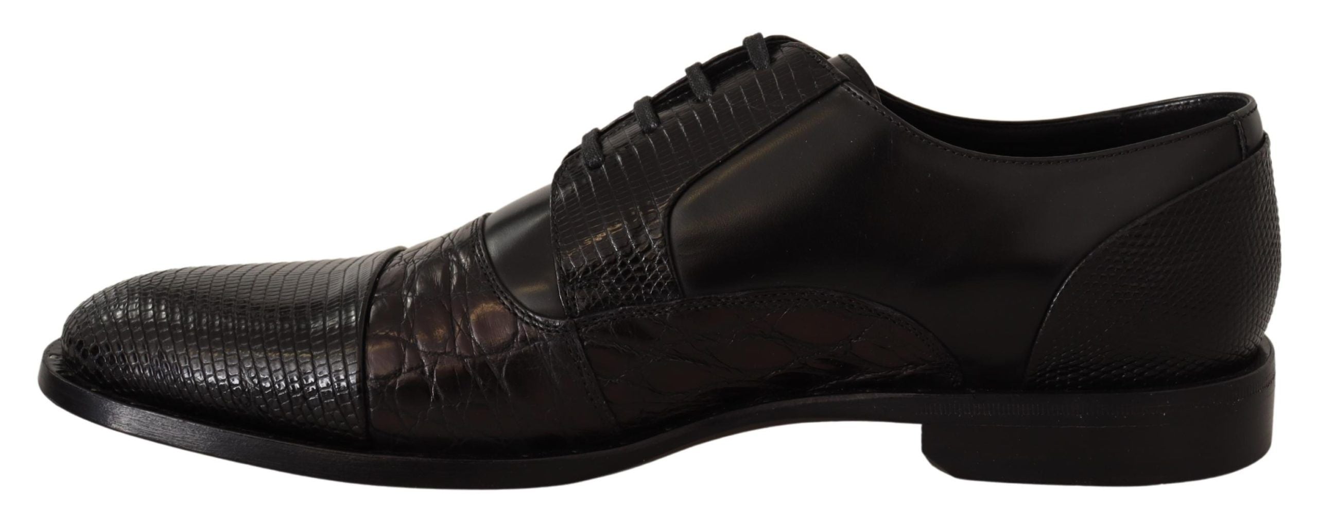 Chaussures formelles en cuir exotique noir de Dolce & Gabbana, élégantes et sophistiquées.