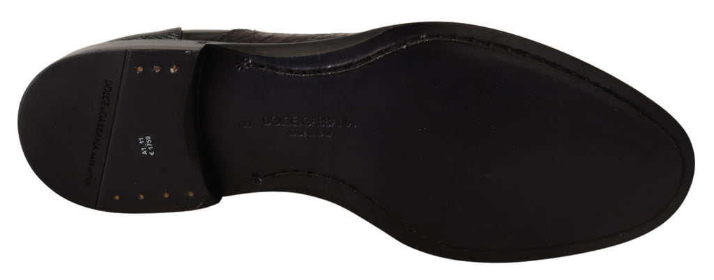 Chaussures formelles en cuir exotique noir de Dolce & Gabbana, élégantes et sophistiquées pour homme.