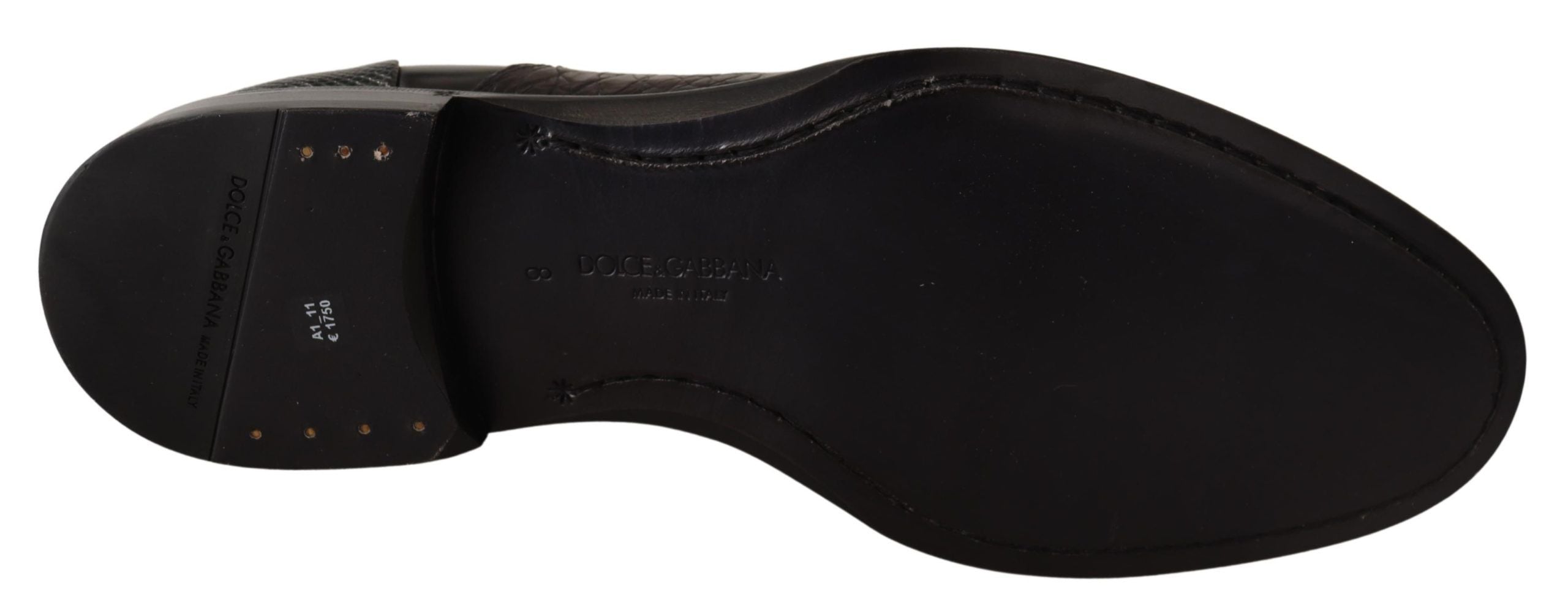 Chaussures formelles en cuir exotique noir de Dolce & Gabbana, élégantes et sophistiquées pour homme.