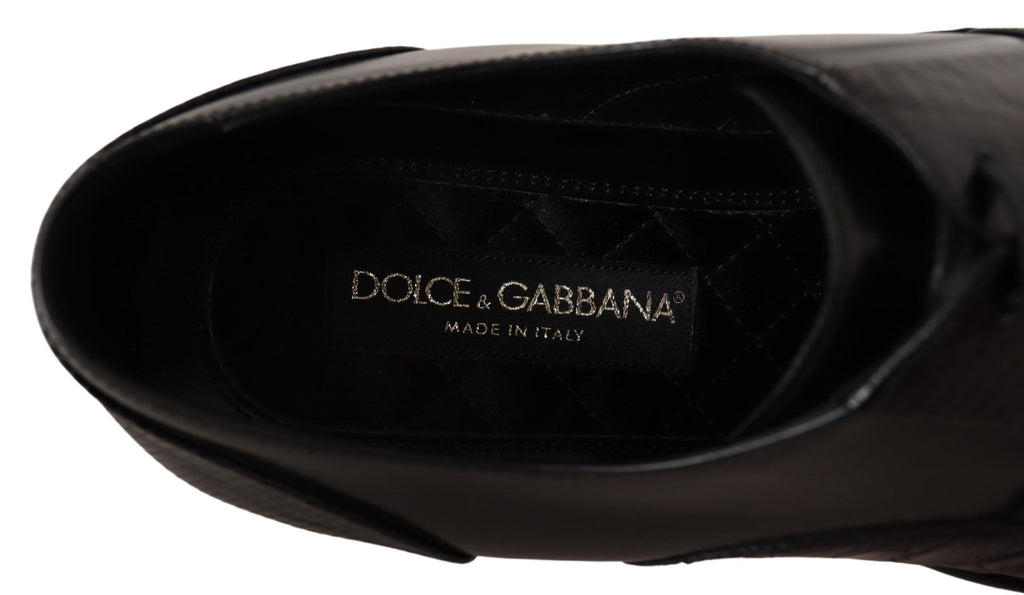 Chaussures formelles en cuir exotique noir de Dolce & Gabbana, chaussures élégantes pour occasion spéciale.
