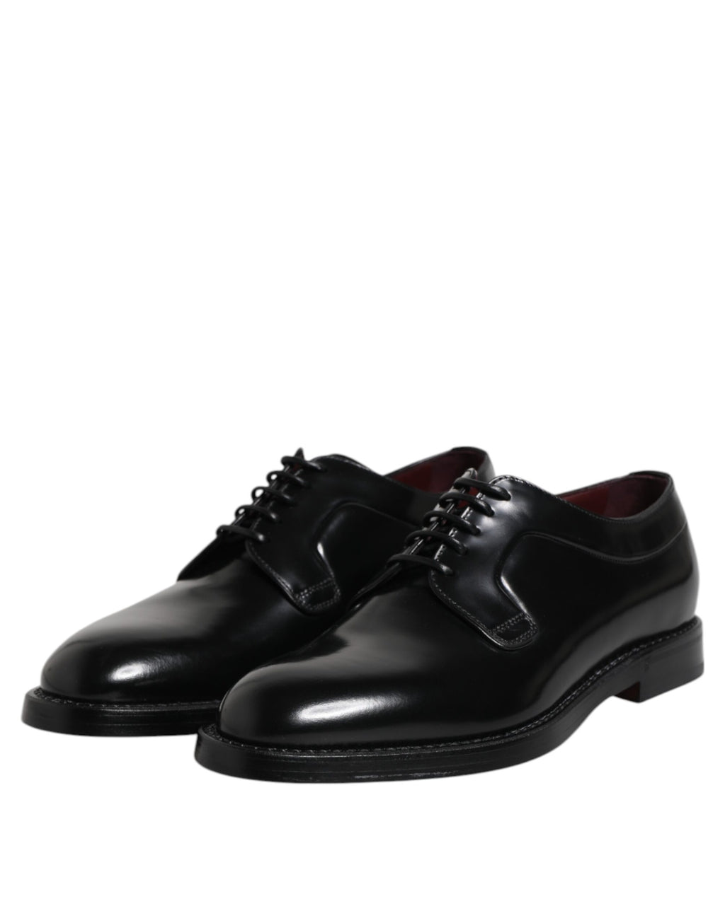 Chaussures Derby formelles en cuir noir Dolce & Gabbana avec lacets, élégantes et sophistiquées pour occasion spéciale.