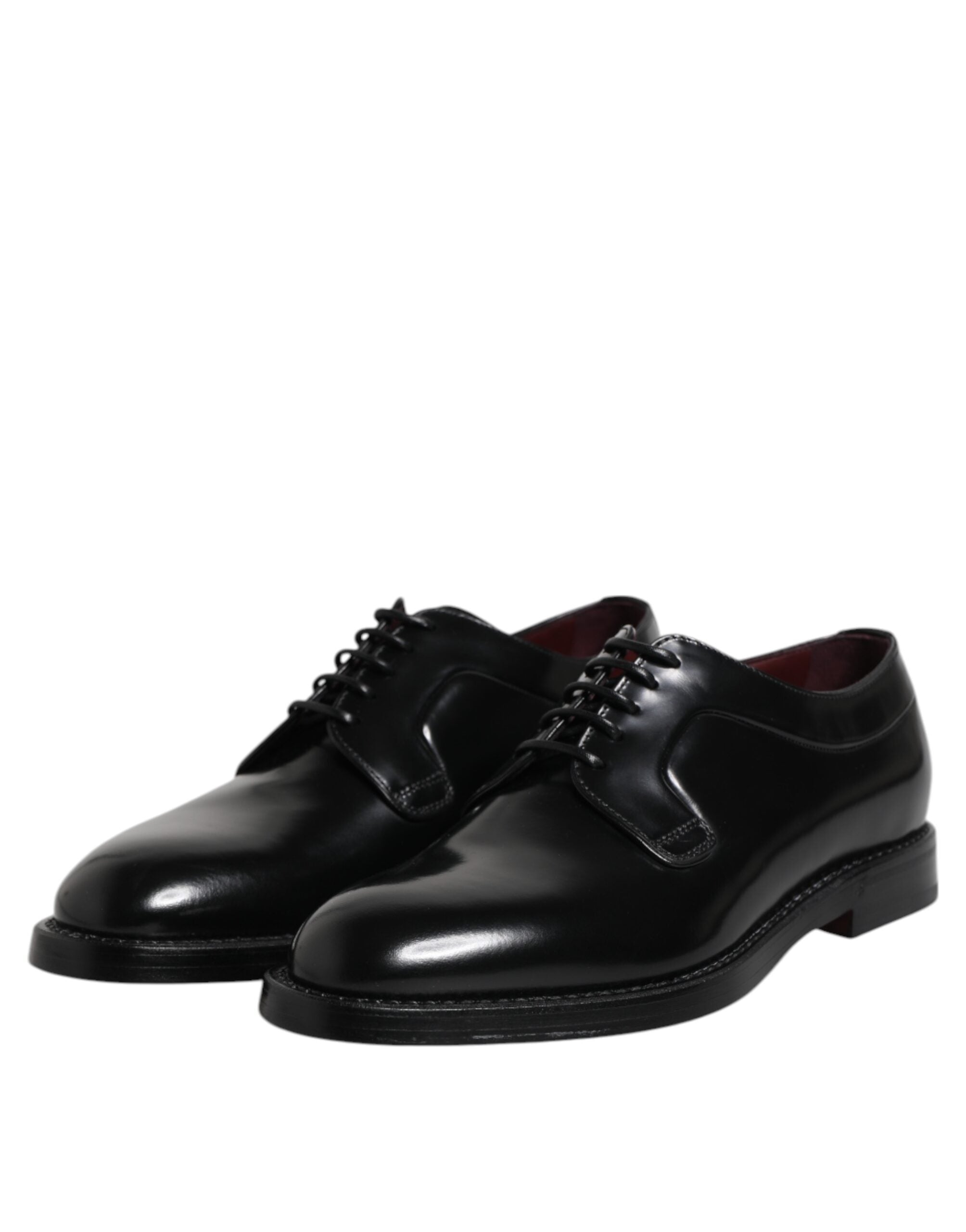 Chaussures Derby formelles en cuir noir Dolce & Gabbana avec lacets, élégantes et sophistiquées pour occasion spéciale.