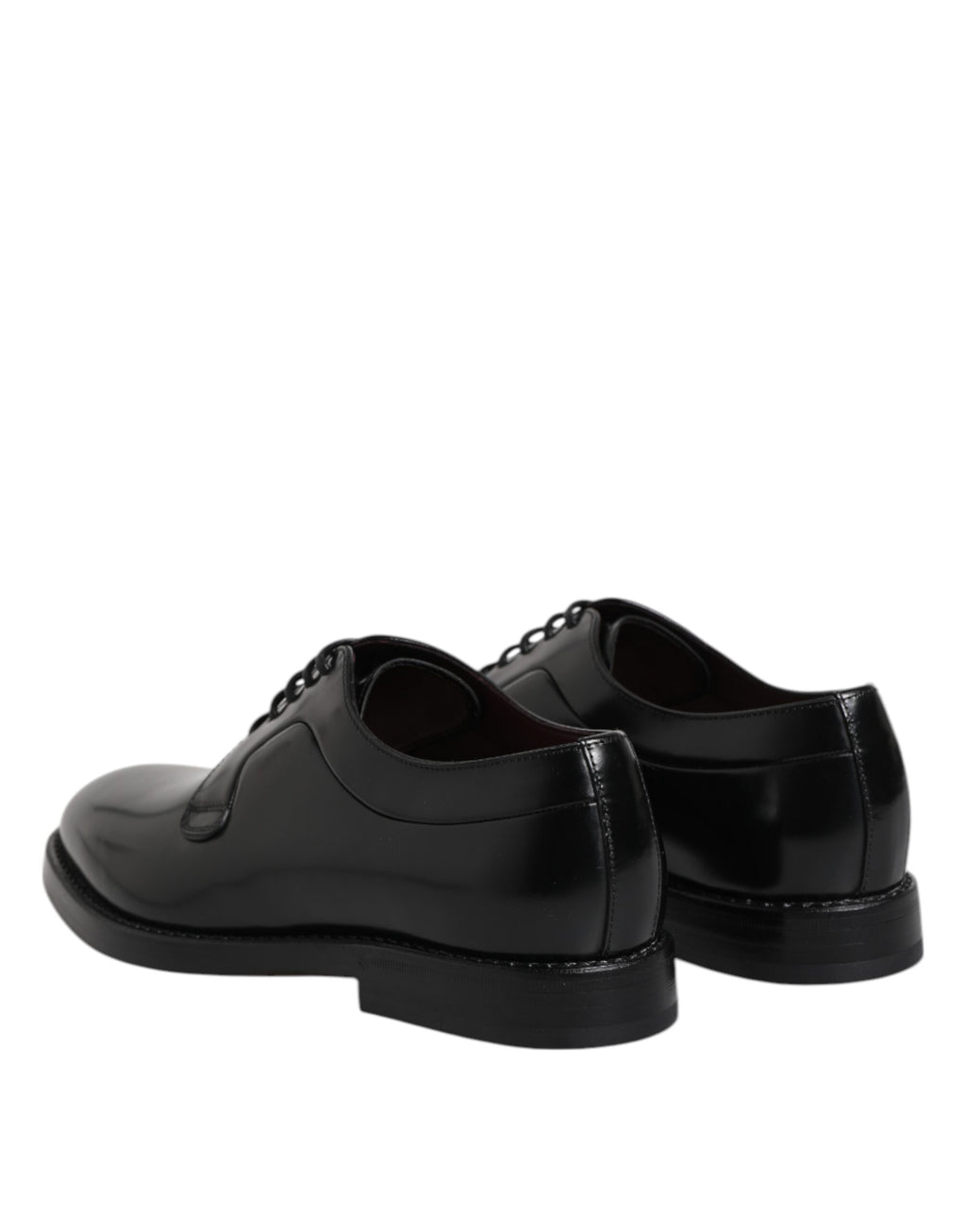 Chaussures derby noires en cuir de luxe Dolce & Gabbana avec lacets, parfaites pour une tenue formelle.