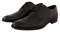 Chaussures Derby en cuir noir Dolce & Gabbana pour homme avec lacets, chaussures élégantes et classiques.