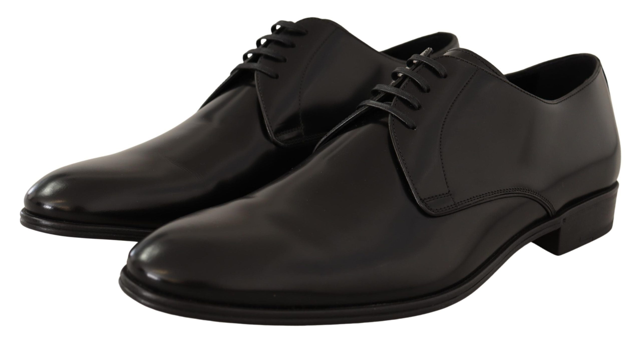 Chaussures Derby en cuir noir Dolce & Gabbana pour homme avec lacets, chaussures élégantes et classiques.