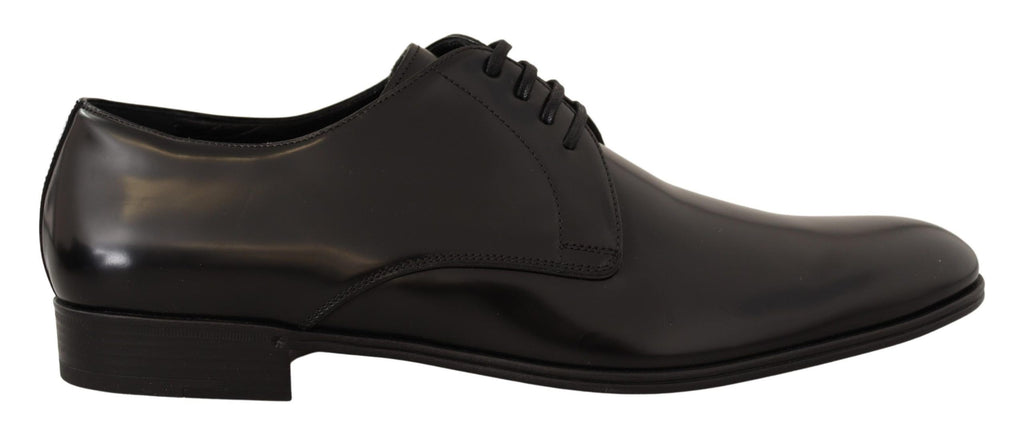 Chaussures Derby pour homme en cuir noir Dolce & Gabbana, lacets, élégantes et sophistiquées pour occasions formelles.