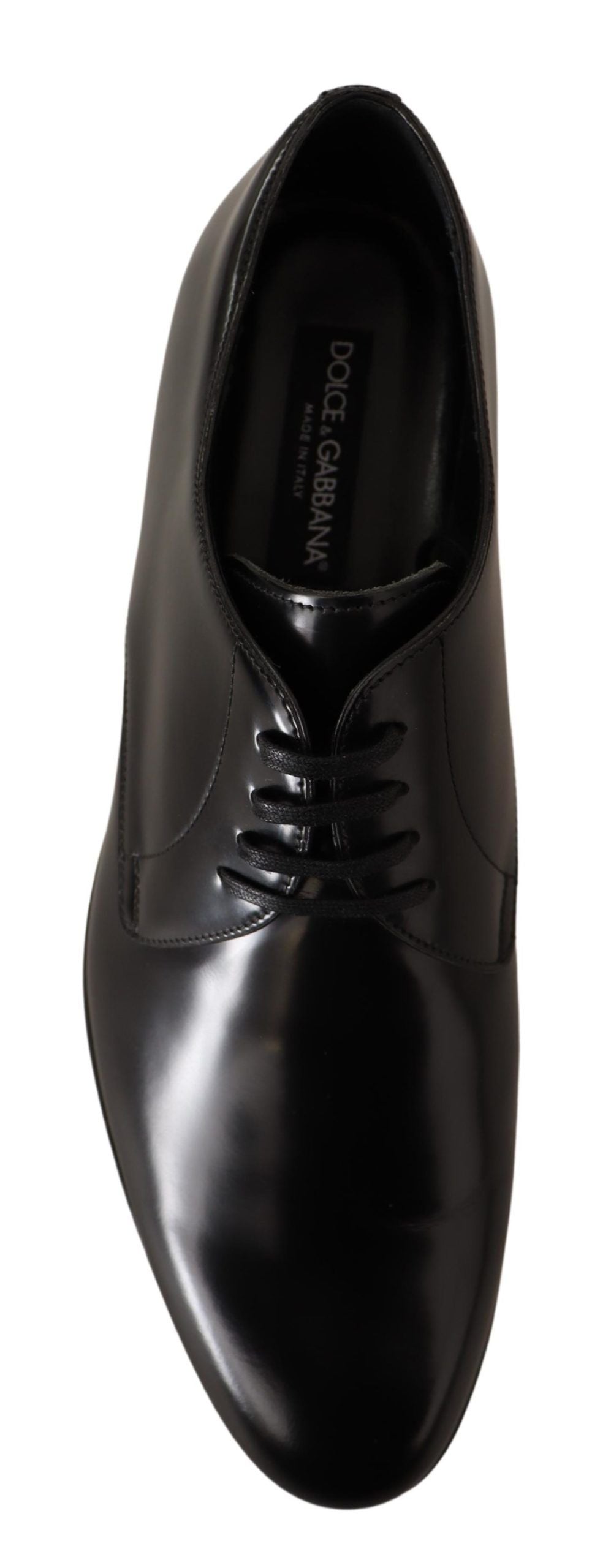 Chaussures derby homme en cuir noir Dolce & Gabbana avec lacets, élégantes et sophistiquées.