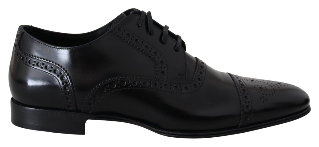 Chaussures Derby formelles en cuir noir pour homme de Dolce & Gabbana, élégantes et classiques.