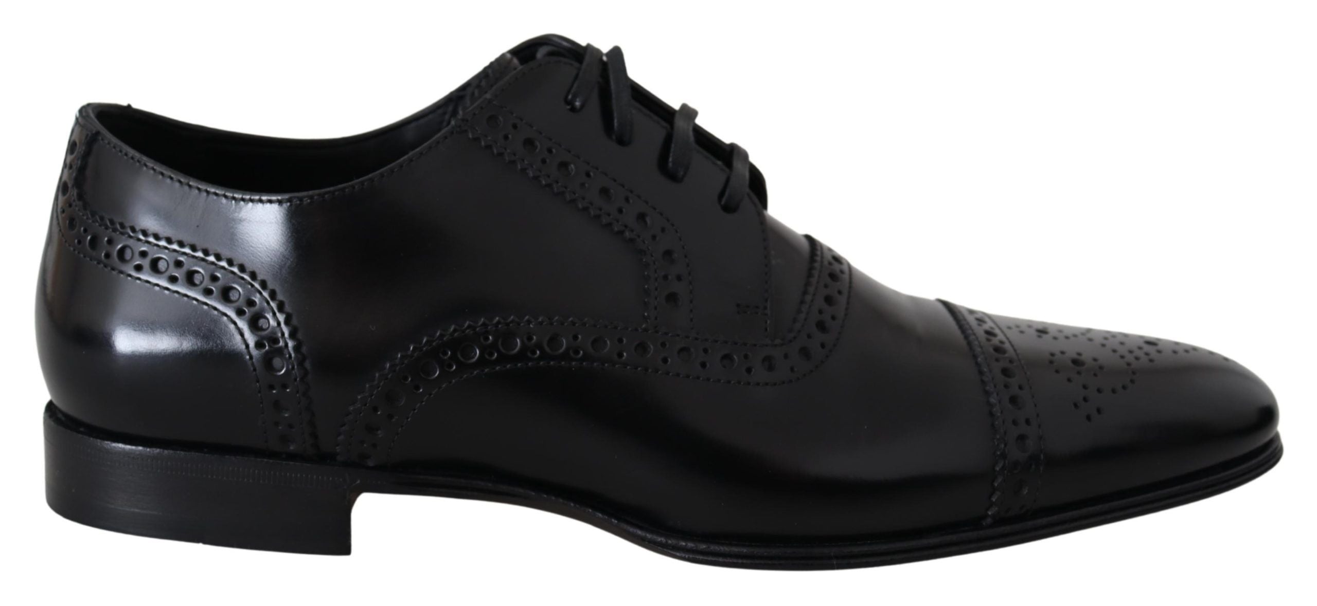 Chaussures Derby formelles en cuir noir pour homme de Dolce & Gabbana, élégantes et classiques.