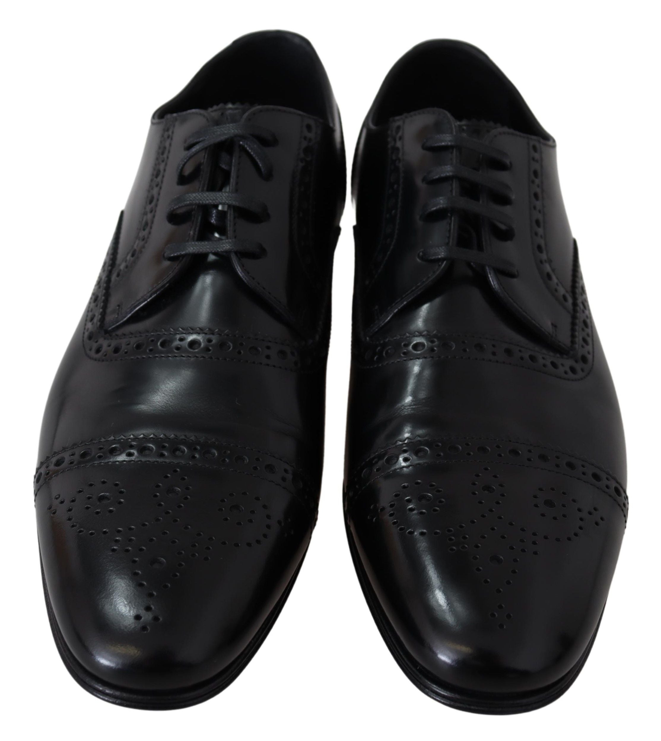 Chaussures Derby en cuir noir pour homme de Dolce & Gabbana, loafers formels élégants et sophistiqués.