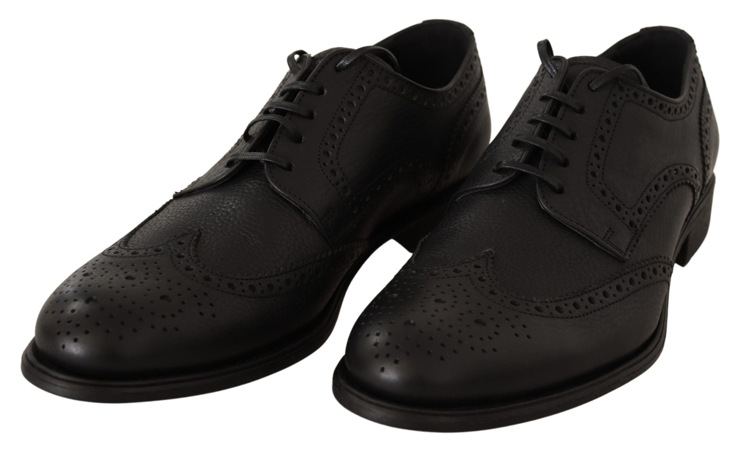 Chaussures Oxford noires en cuir de luxe de Dolce & Gabbana, style wingtip pour occasions formelles et élégantes.