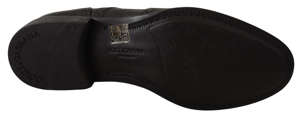 Chaussures Oxford en cuir noir Dolce & Gabbana, chaussures formelles wingtip élégantes pour homme.