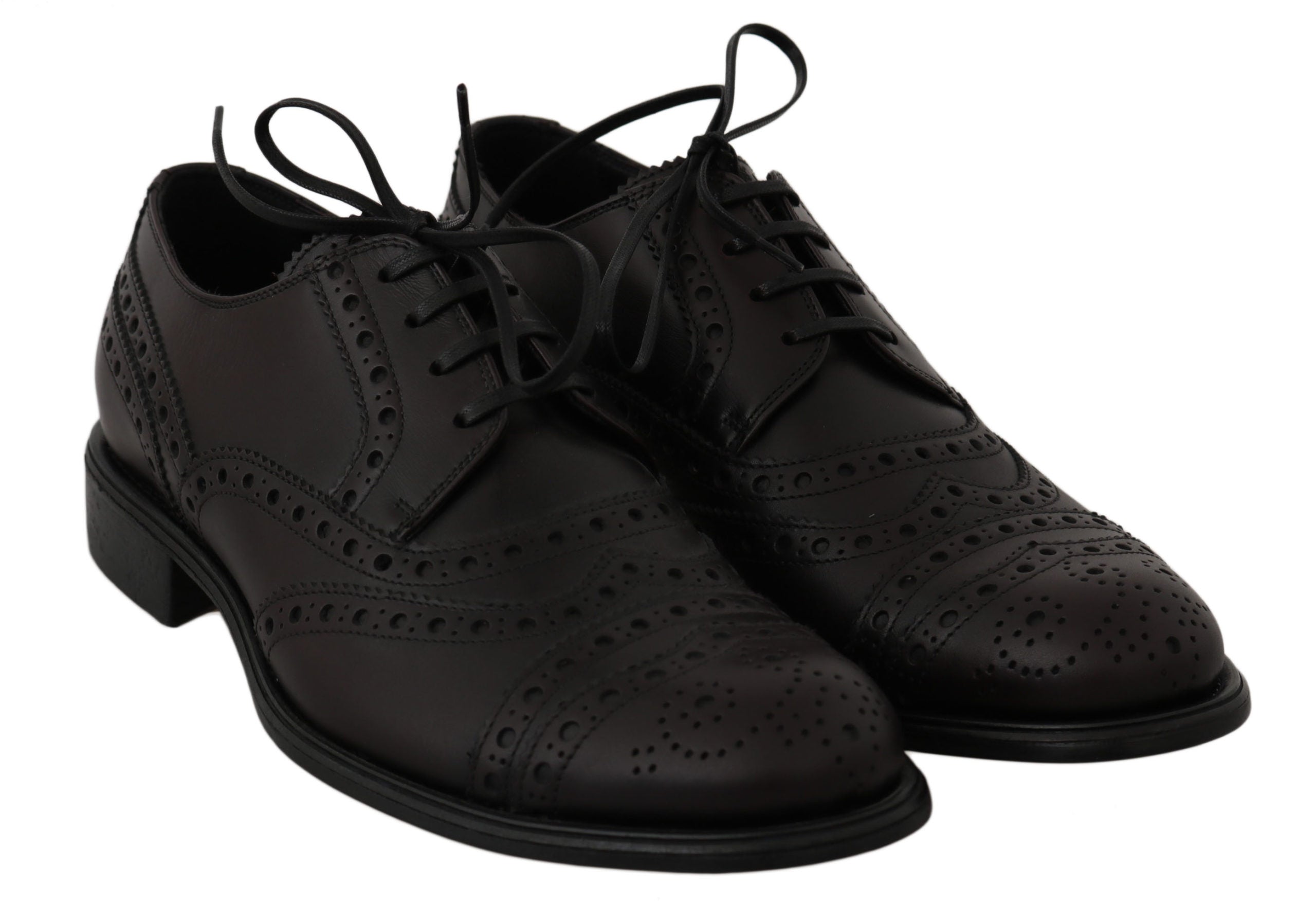 Chaussures Oxford en cuir noir Dolce & Gabbana avec bouts en aile, style élégant et sophistiqué pour homme.