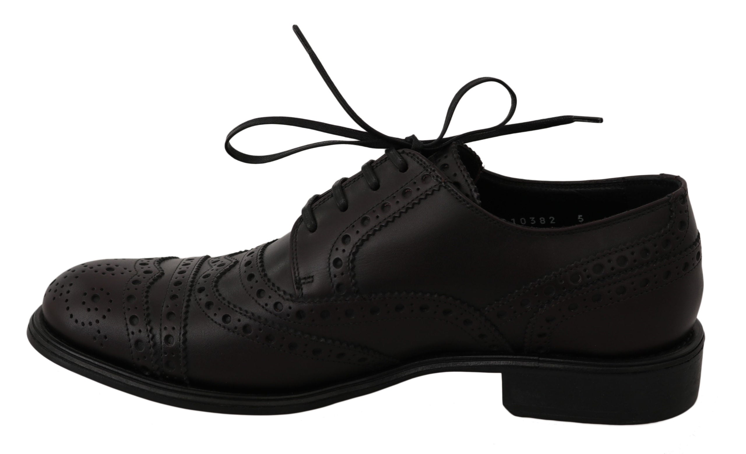 Chaussures oxford en cuir noir Dolce & Gabbana pour homme, design wingtip élégant et sophistiqué.