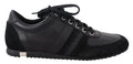 Chaussures décontractées Dolce & Gabbana en cuir noir avec logo, sneakers élégants et confortables, vues de face.