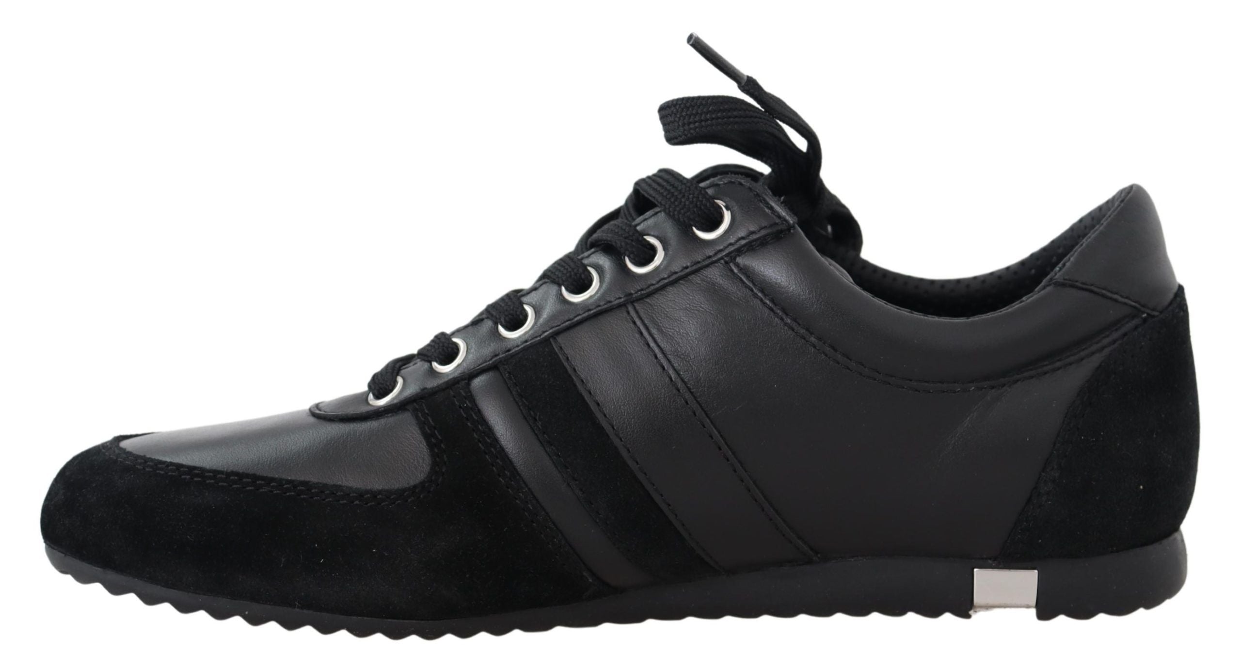 Chaussures sneakers décontractées en cuir noir avec logo Dolce & Gabbana, style casual et élégant.