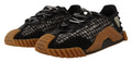 Chaussures sneakers Dolce & Gabbana en tissu noir et blanc avec lacets, style décontracté et moderne.
