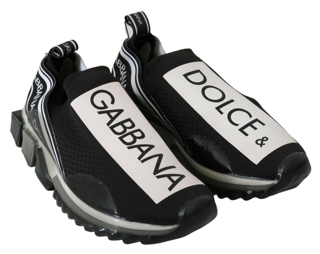 Baskettes de sport Dolce & Gabbana Sorrento en noir et blanc, en tissu extensible avec semelle sportive.