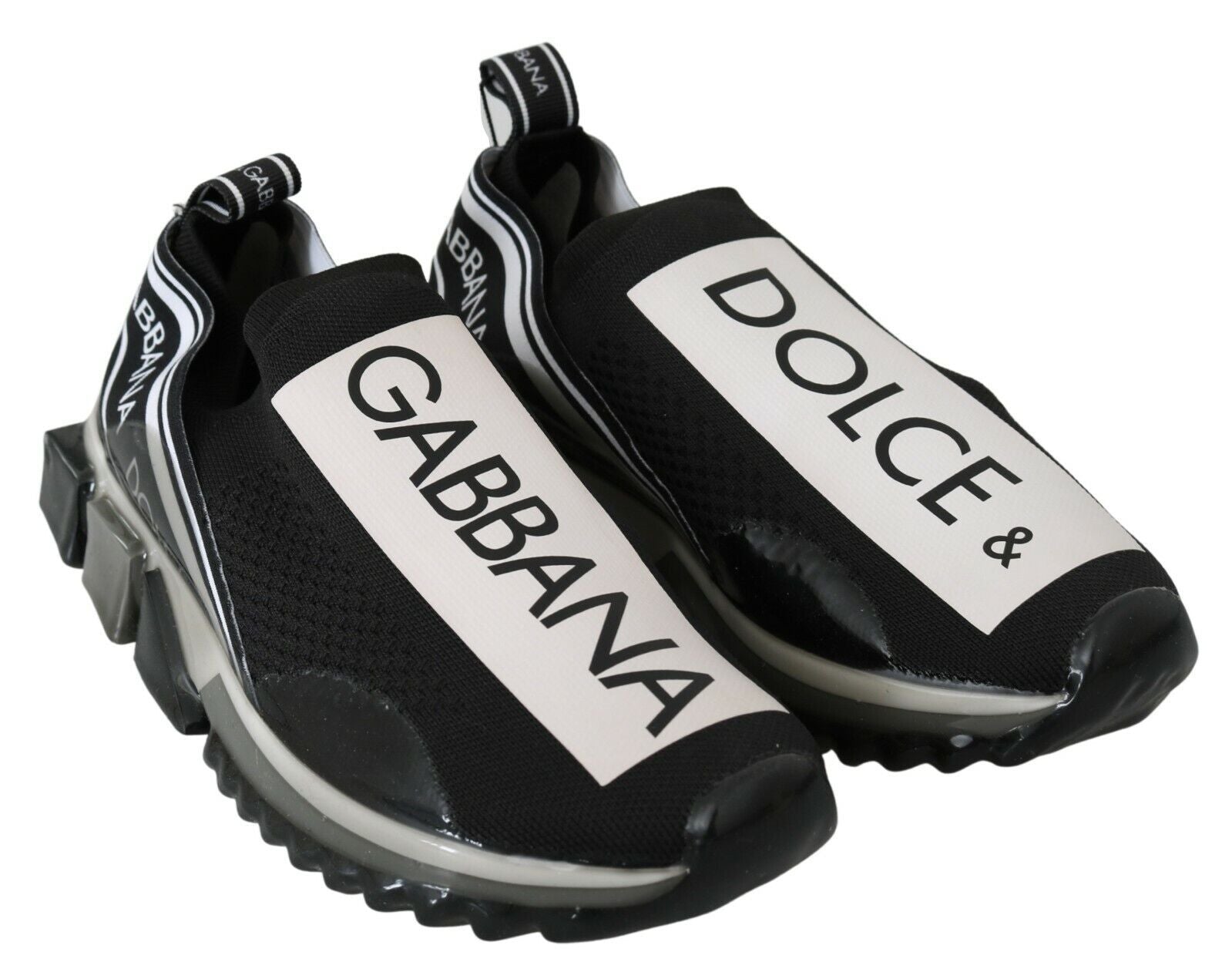 Baskettes de sport Dolce & Gabbana Sorrento en noir et blanc, en tissu extensible avec semelle sportive.