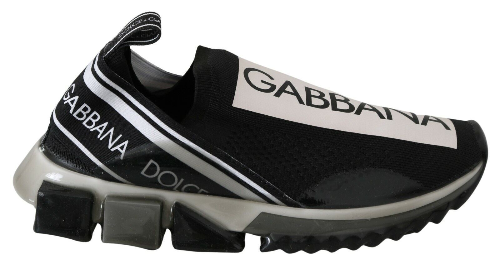 Chaussures de sport Dolce & Gabbana Sorrento en stretch noir et blanc, sneakers élégants pour homme.