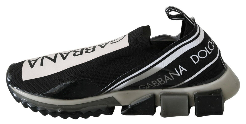 Chaussures de sport Dolce & Gabbana Sorrento noires et blanches en tissu stretch, style sportif élégant.