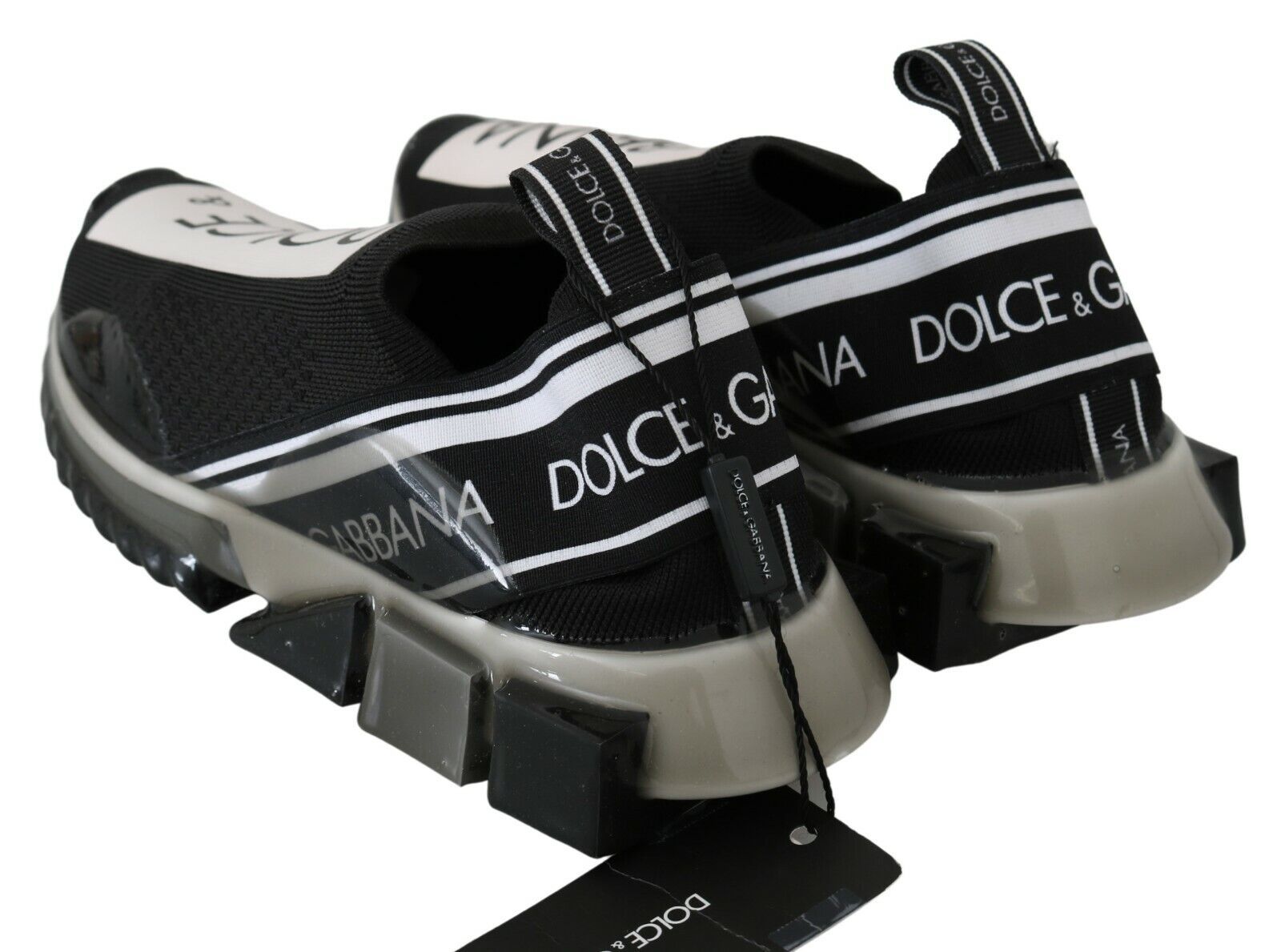 Chaussures de sport Dolce & Gabbana Sorrento en noir et blanc, sneakers stretch pour sport et style décontracté.