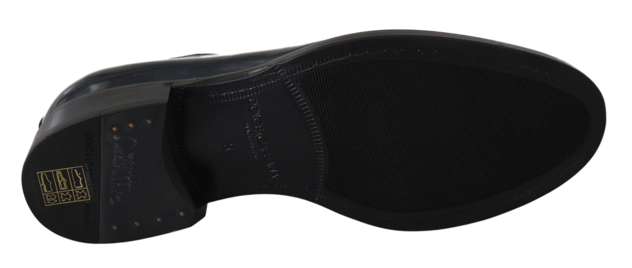Chaussures Derby formelles en cuir bleu Dolce & Gabbana, chaussures élégantes pour homme.