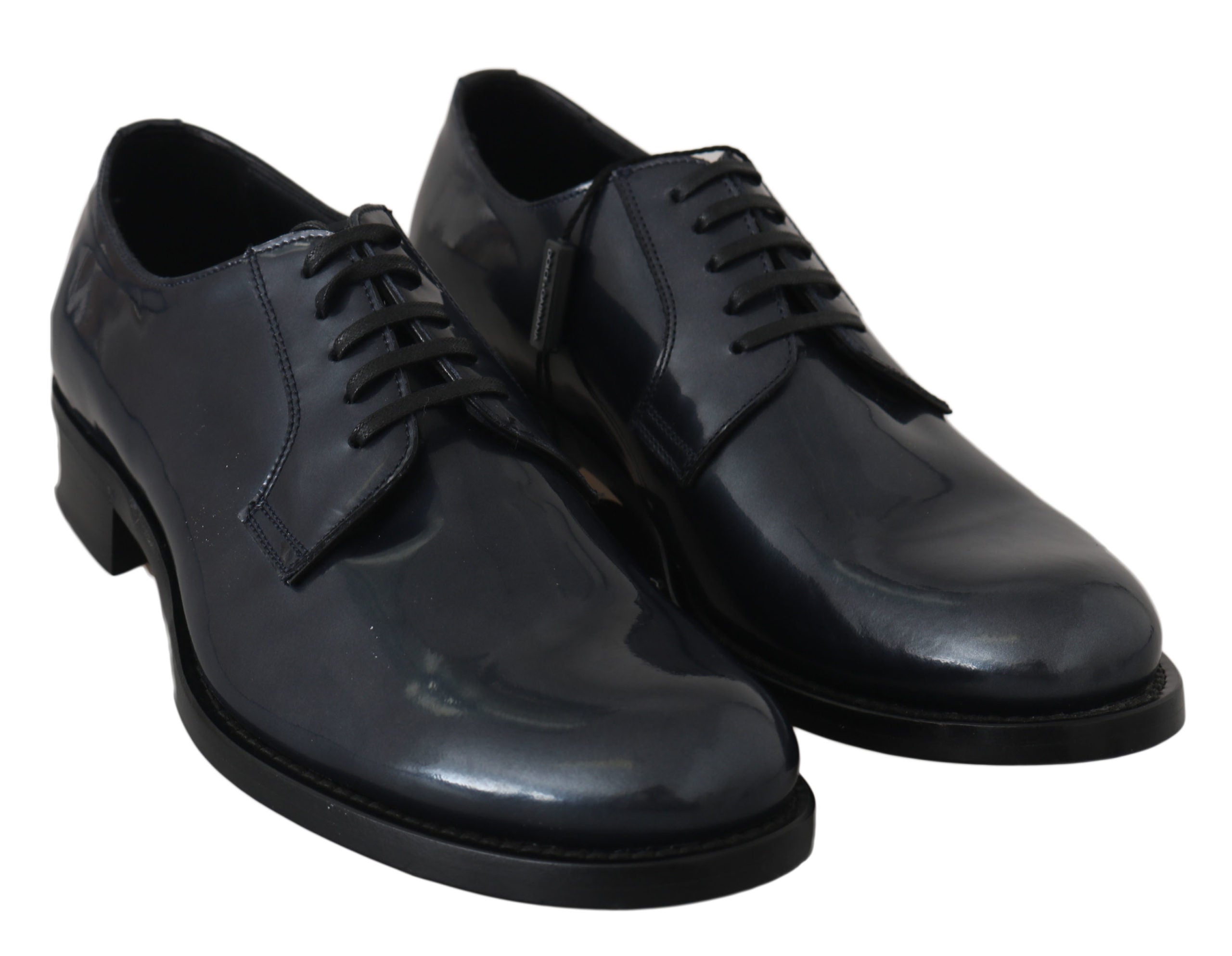 Chaussures Derby habillées en cuir bleu Dolce & Gabbana, style formel et élégant pour homme.