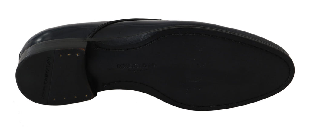 Chaussures Derby en cuir bleu Dolce & Gabbana pour homme, élégantes et formelles, avec détails sophistiqués.