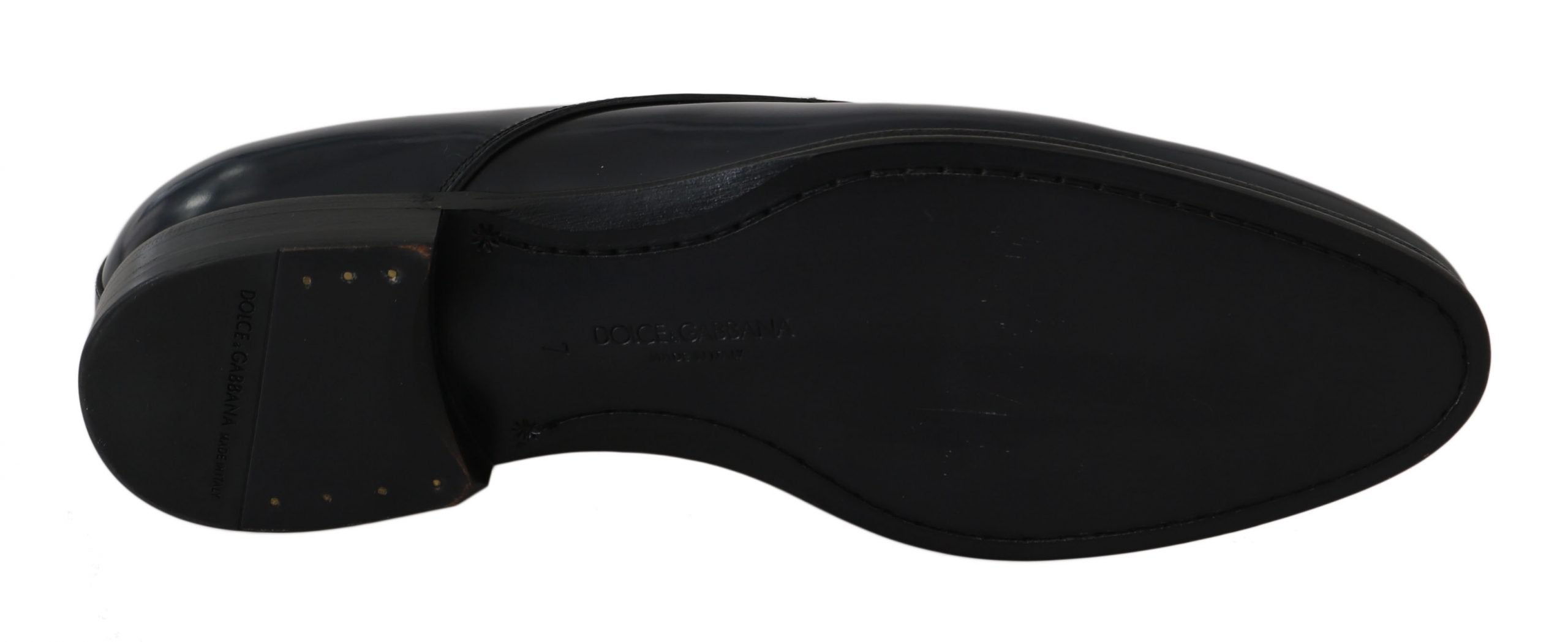 Chaussures Derby en cuir bleu Dolce & Gabbana pour homme, élégantes et formelles, avec détails sophistiqués.