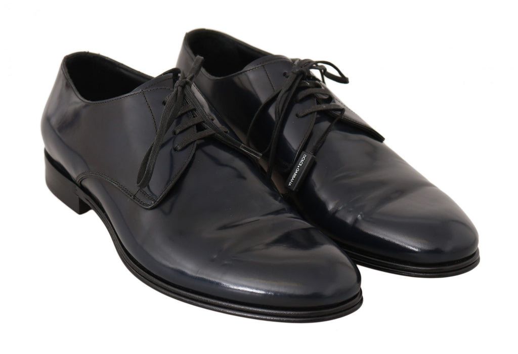 Chaussures derby en cuir bleu Dolce & Gabbana pour homme, élégantes et formelles, avec finition raffinée et design sophistiqué.