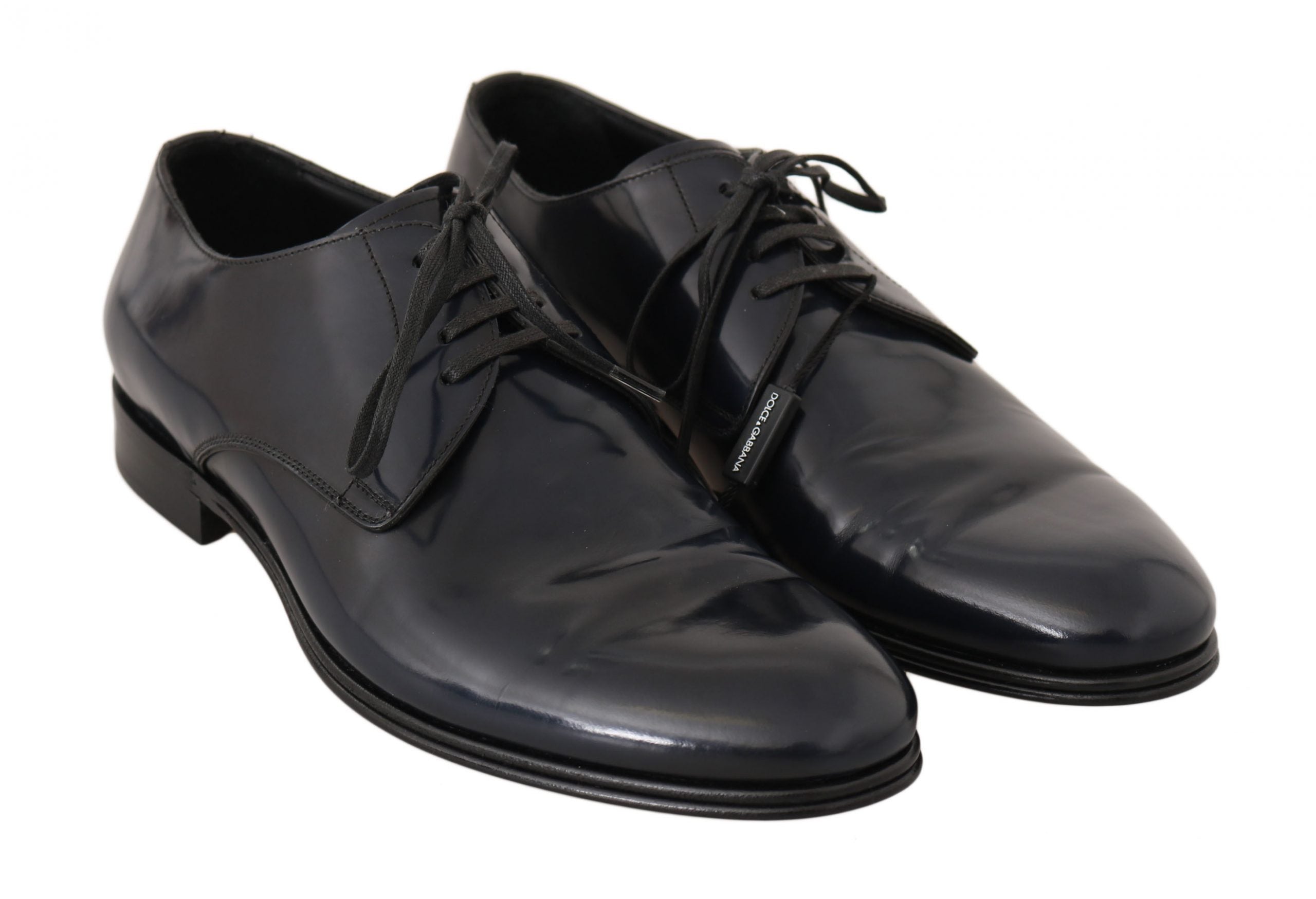 Chaussures derby en cuir bleu Dolce & Gabbana pour homme, élégantes et formelles, avec finition raffinée et design sophistiqué.