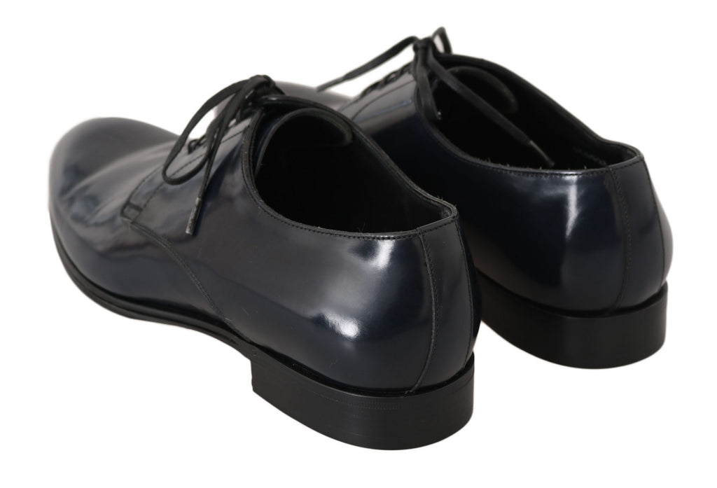 Chaussures derby en cuir bleu Dolce & Gabbana pour homme, chaussures formelles élégantes et sophistiquées.