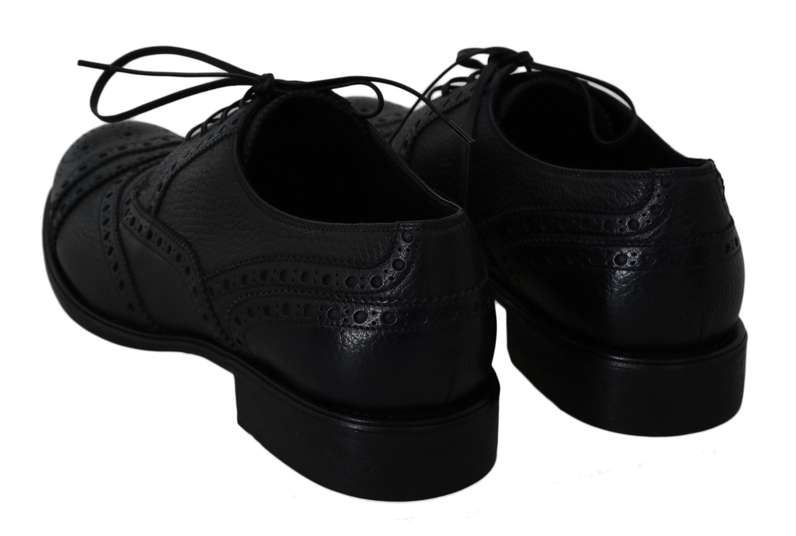 Chaussures Oxford en cuir bleu Dolce & Gabbana, style wingtip, chaussures habillées pour homme, vue en gros plan