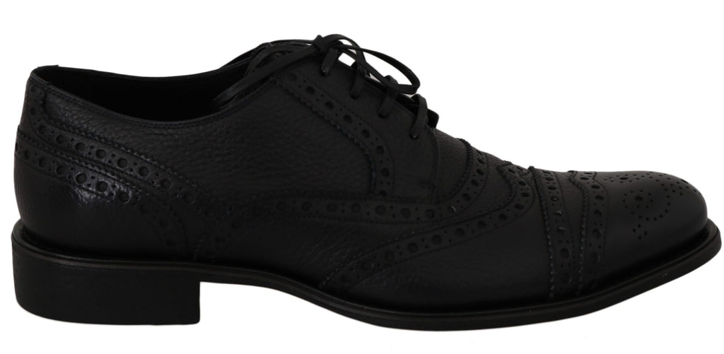 Chaussures Oxford Dolce & Gabbana en cuir bleu avec bouts en wingtip, élégantes et sophistiquées pour homme.