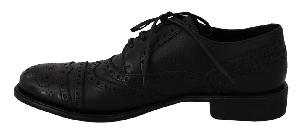 Chaussures Oxford en cuir bleu Dolce & Gabbana avec détails Wingtip, élégantes et sophistiquées pour homme.