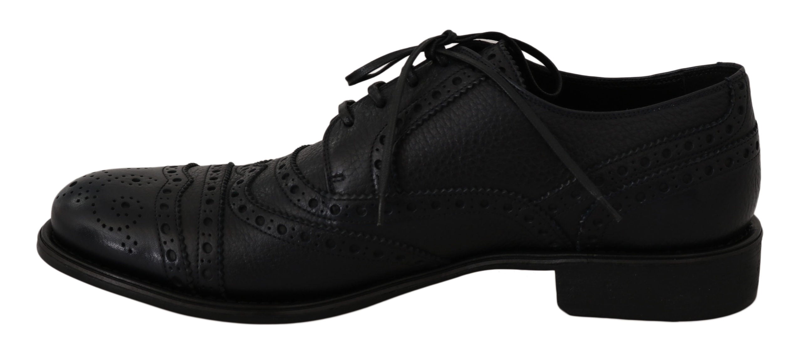 Chaussures Oxford en cuir bleu Dolce & Gabbana avec détails Wingtip, élégantes et sophistiquées pour homme.