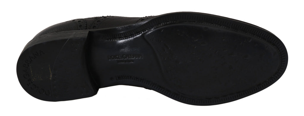 Chaussures Oxford en cuir bleu Dolce & Gabbana pour homme, style wingtip, chaussures de ville élégantes.