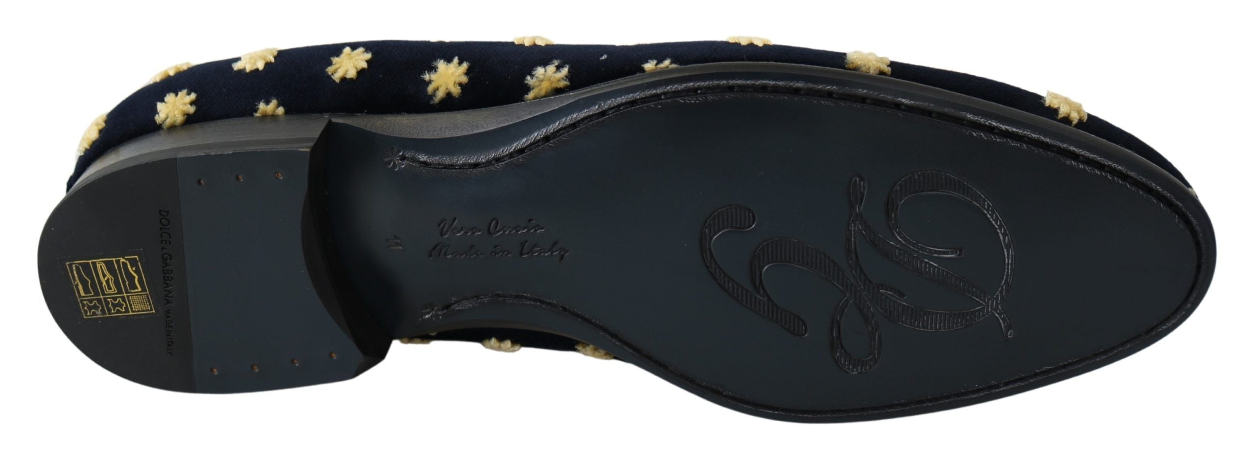 Chaussures Dolce & Gabbana Crown en velours bleu, slippers masculins élégants avec motif ornemental sur le dessus.