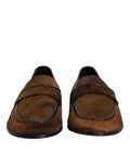 Chaussures de ville en cuir marron Dolce & Gabbana pour hommes, mocassins slip-on élégants et confortables.