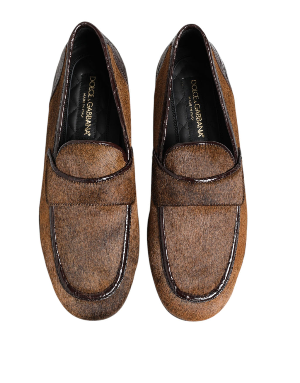 Mocassins en cuir marron Dolce & Gabbana pour homme, chaussures élégantes à enfiler, style habillé et sophistiqué.