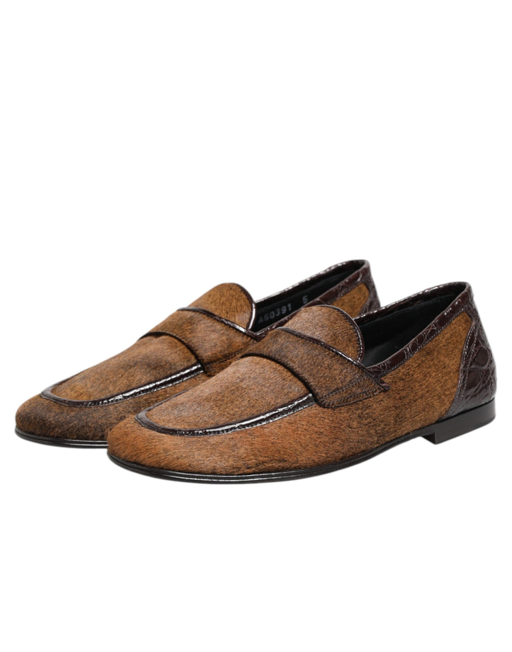 Mocassins pour hommes Dolce & Gabbana en cuir marron, chaussons élégants à enfiler, chaussures de ville sophistiquées